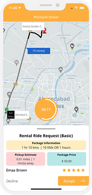 Ride Rental driver Accept request