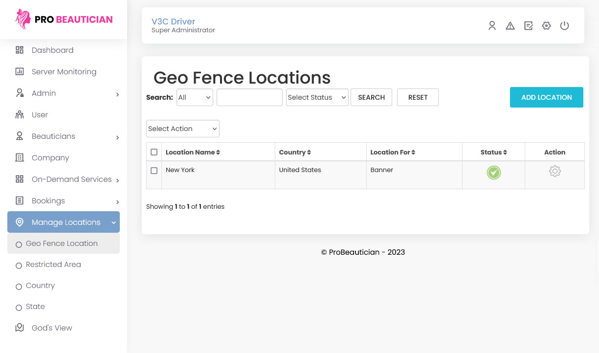 Geo Fence Locations