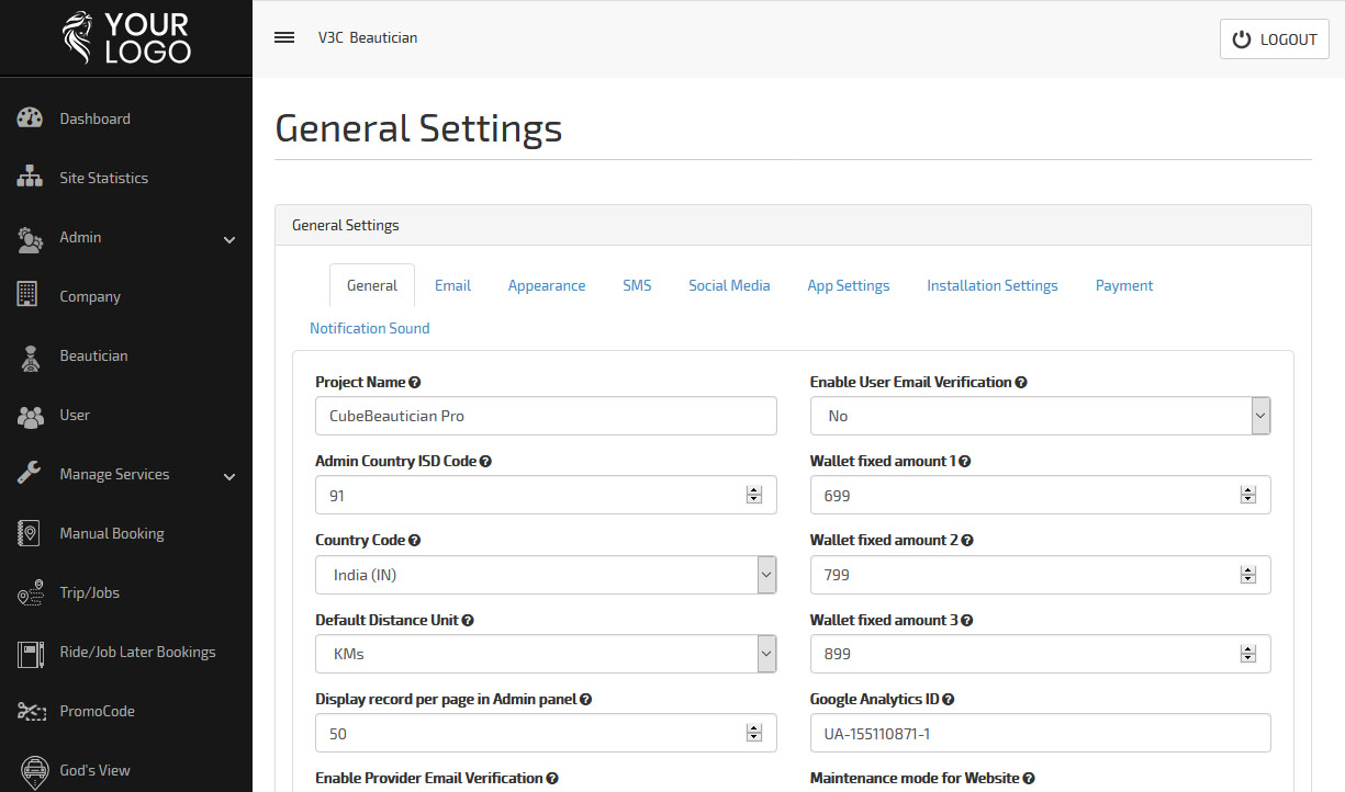 general settings