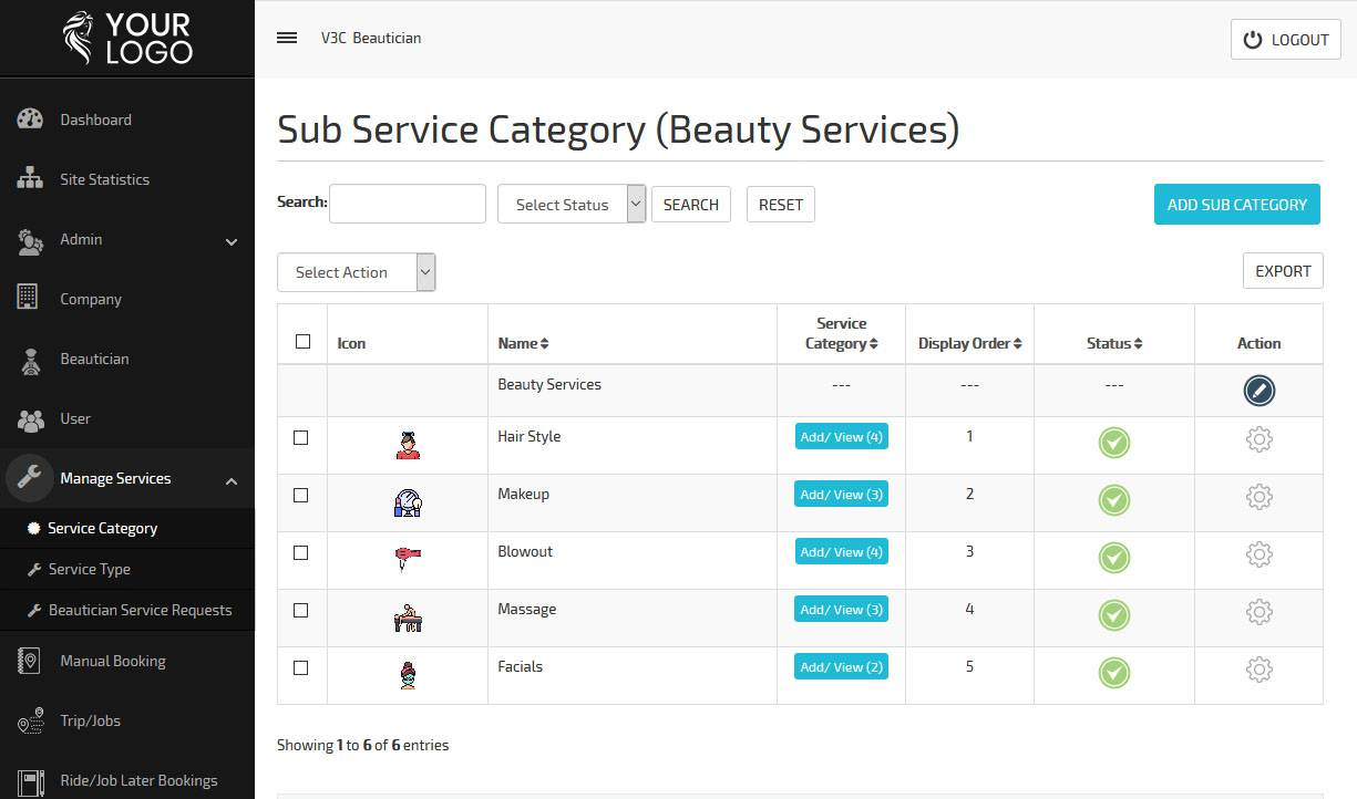 sub service category