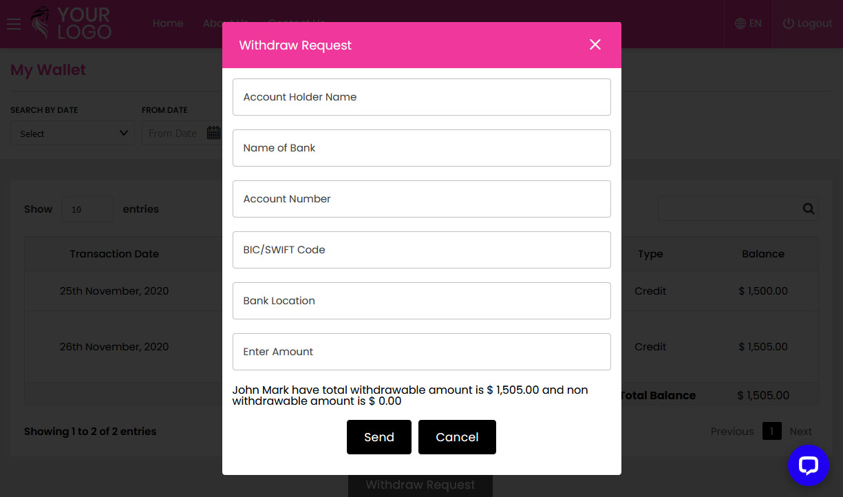 Payment Withdraw Request