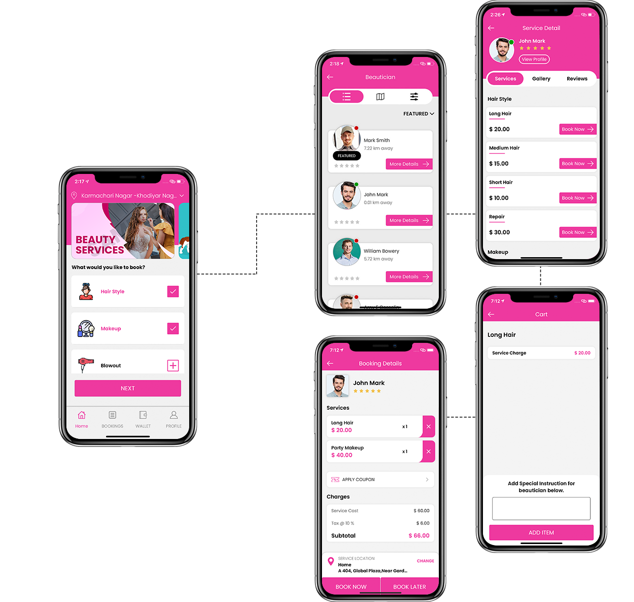 Uber for haircuts salon booking app, Beauty on demand app, Styleseat clone