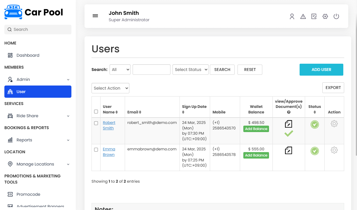 Manage Users