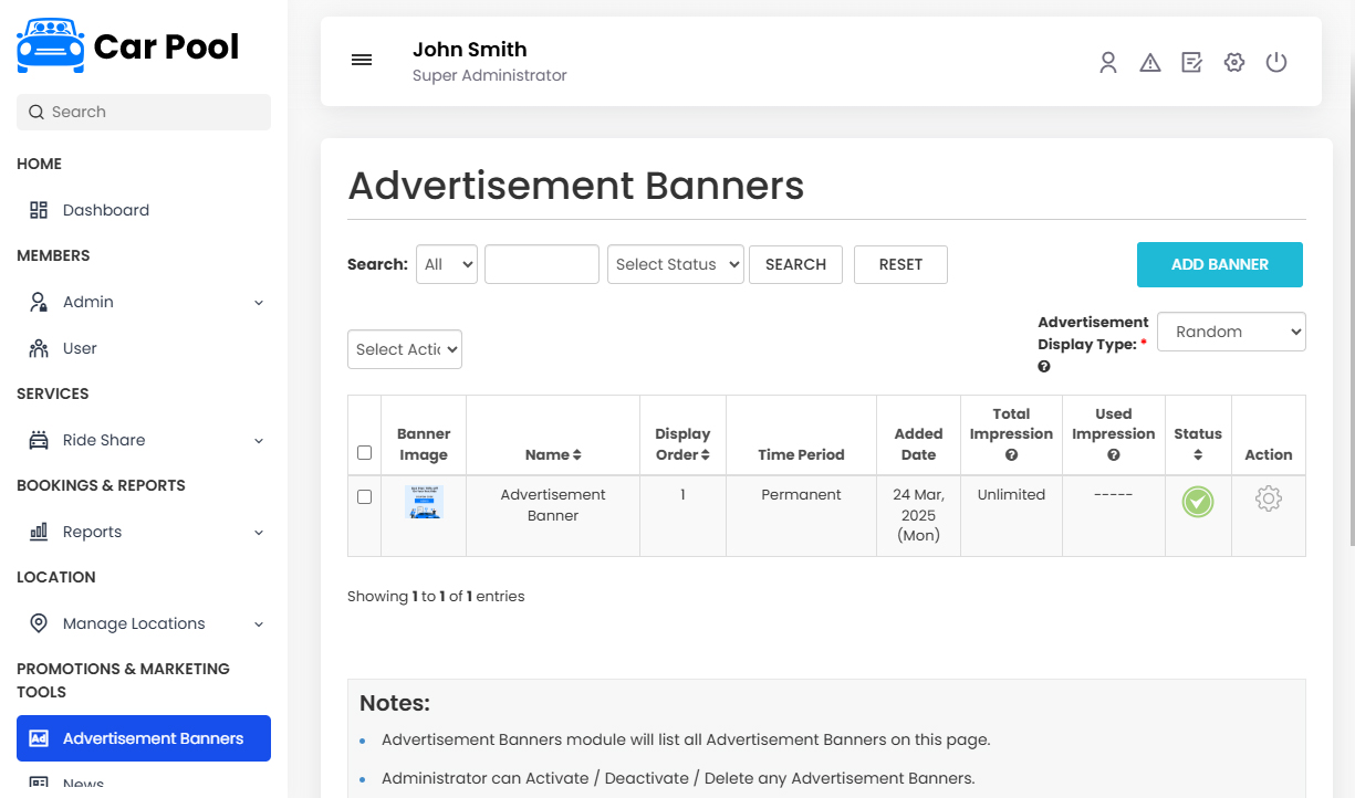 Advertisement Banners Management