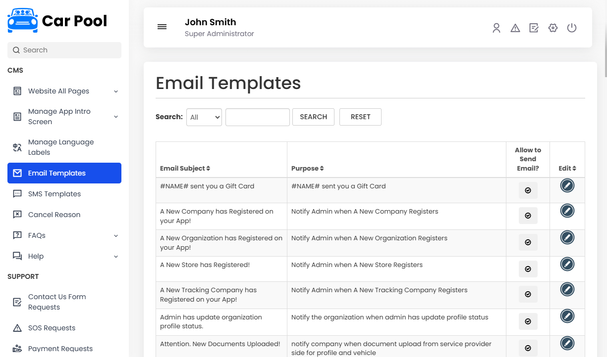 Manage Email Templates
