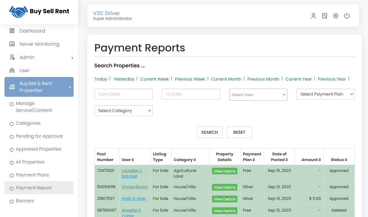 Payment Reports