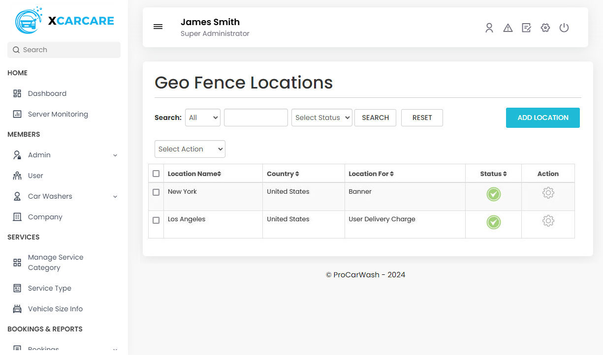 Geo Fence Locations