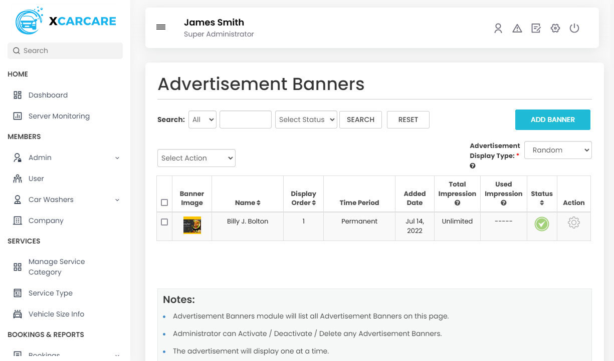 manage Advertisement Banners