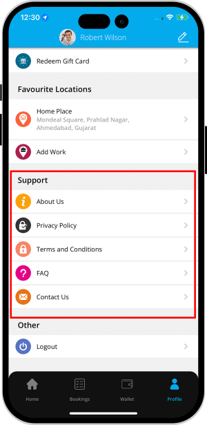 Information like About Us, Privacy Policy, Terms and Conditions, Contact US and FAQ.