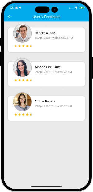 user and provider fives feedback to eachother