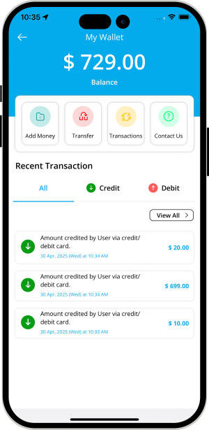 user and provider manage their wallet