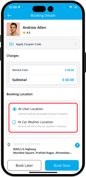 Select booking location