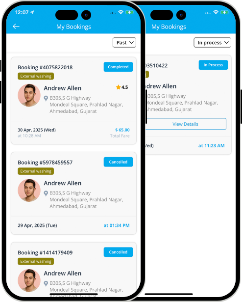 user app login and registration screen