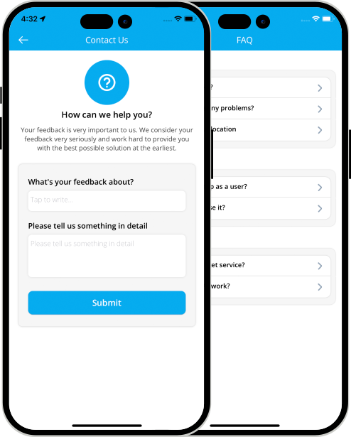 user app login and registration screen