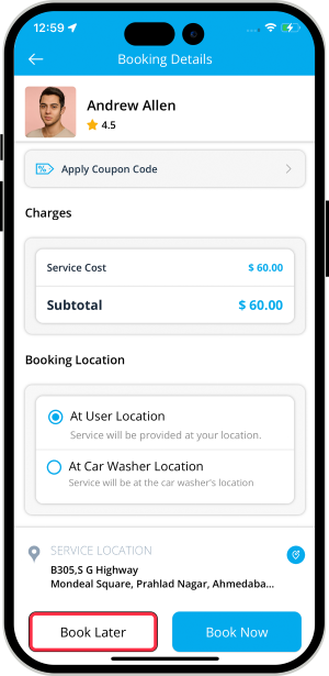 Select booking location