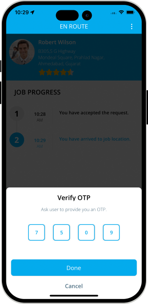 OTP Verification to Start the Job