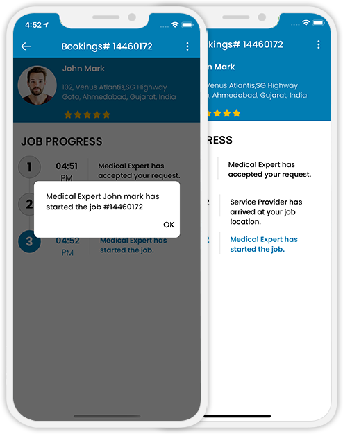 user receive notification for job started