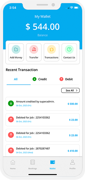 user and provider manage their wallet