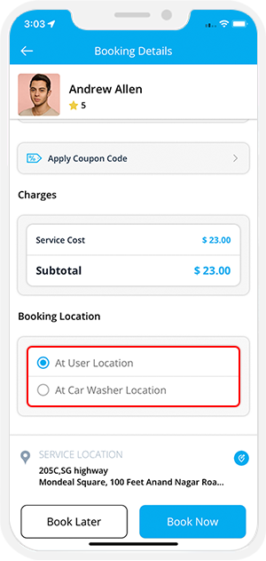 Select booking location