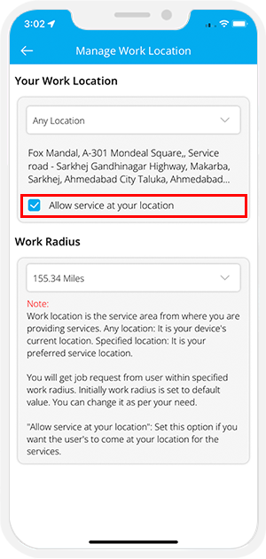 provider manage work location