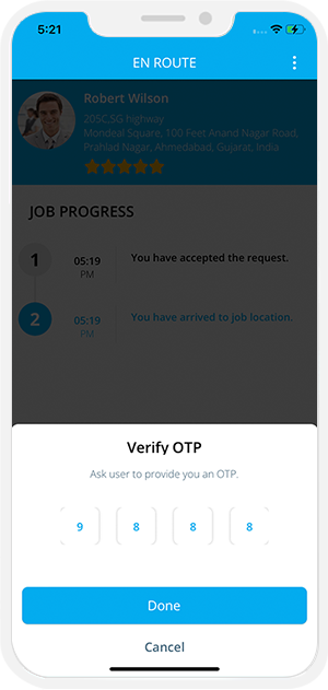 OTP Verification to Start the Job