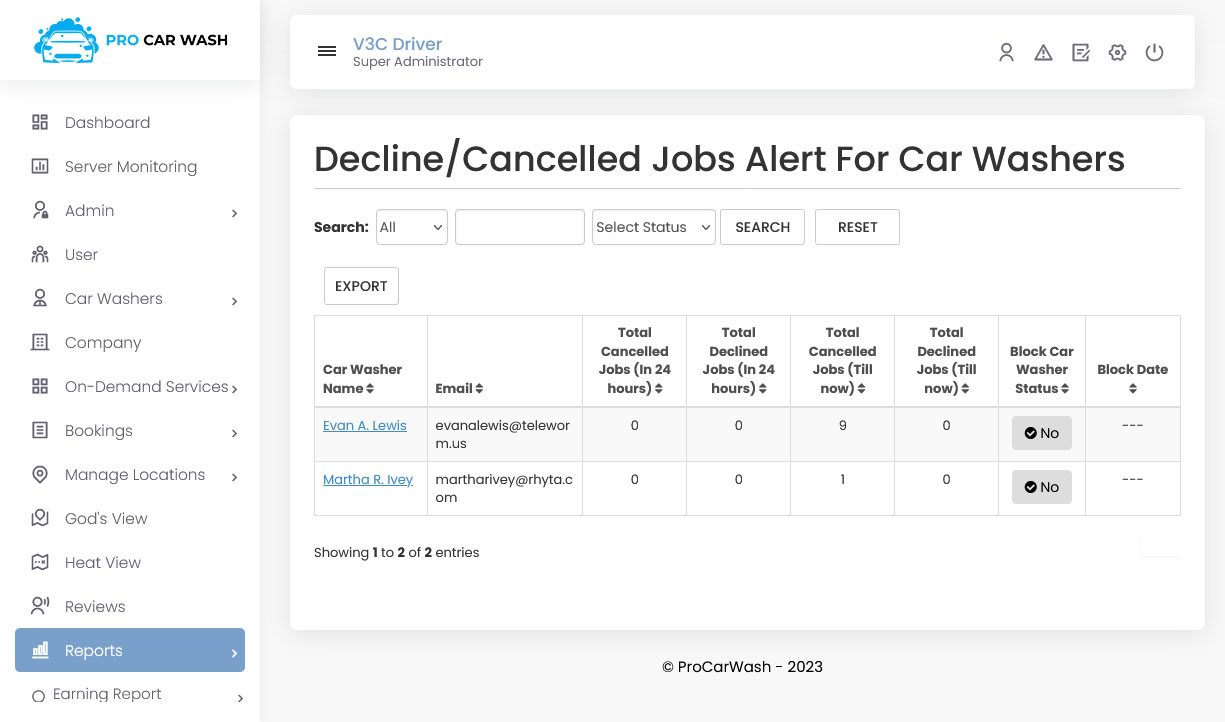 Decline/Cancelled Job Alert