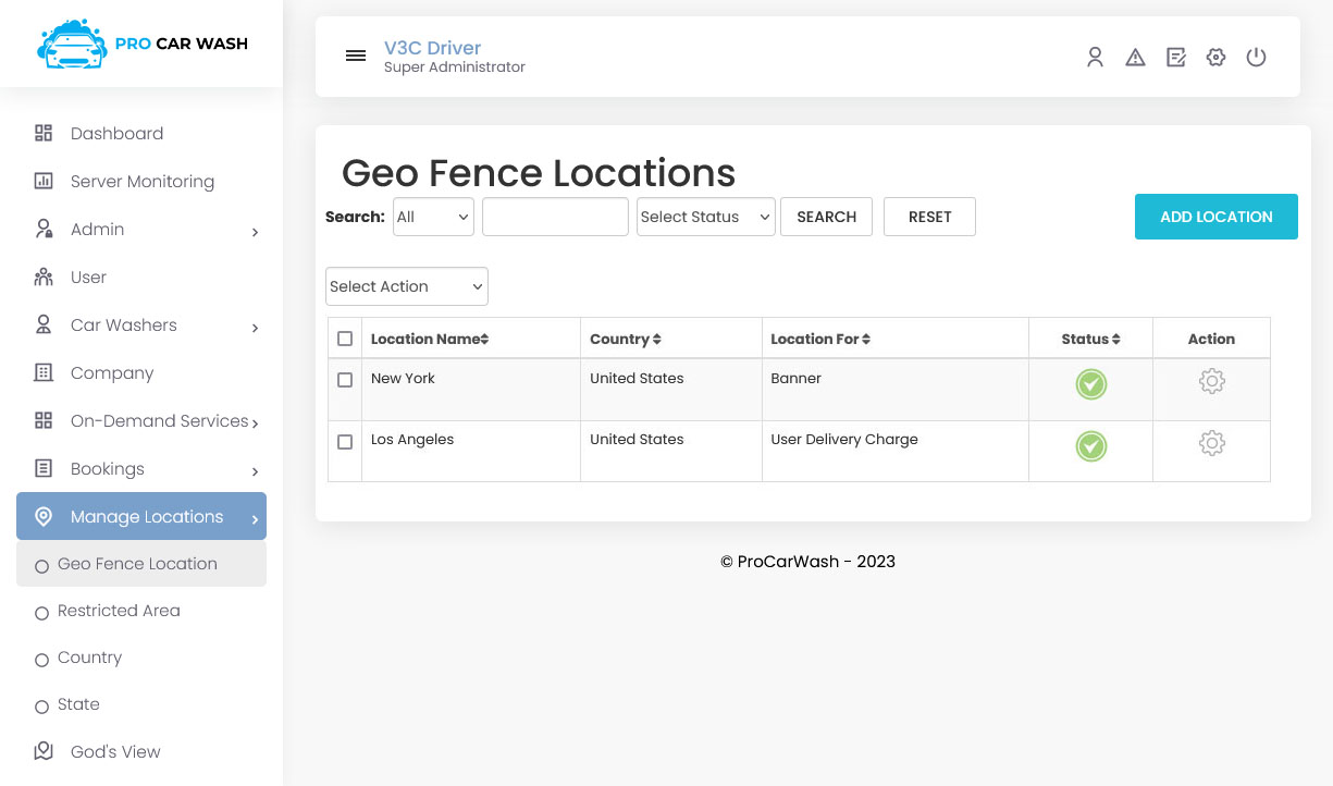 Geo Fence Locations