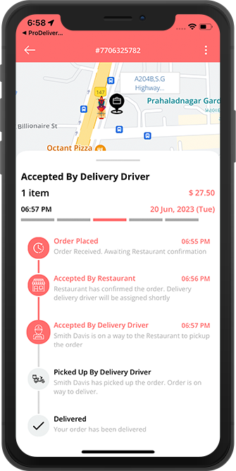 user see assigned driver for pickup of order