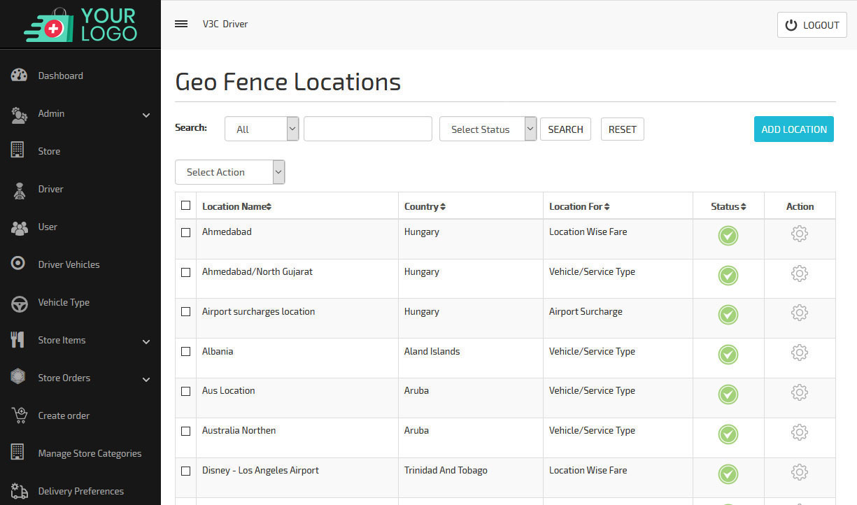 geo fence locations dashboard