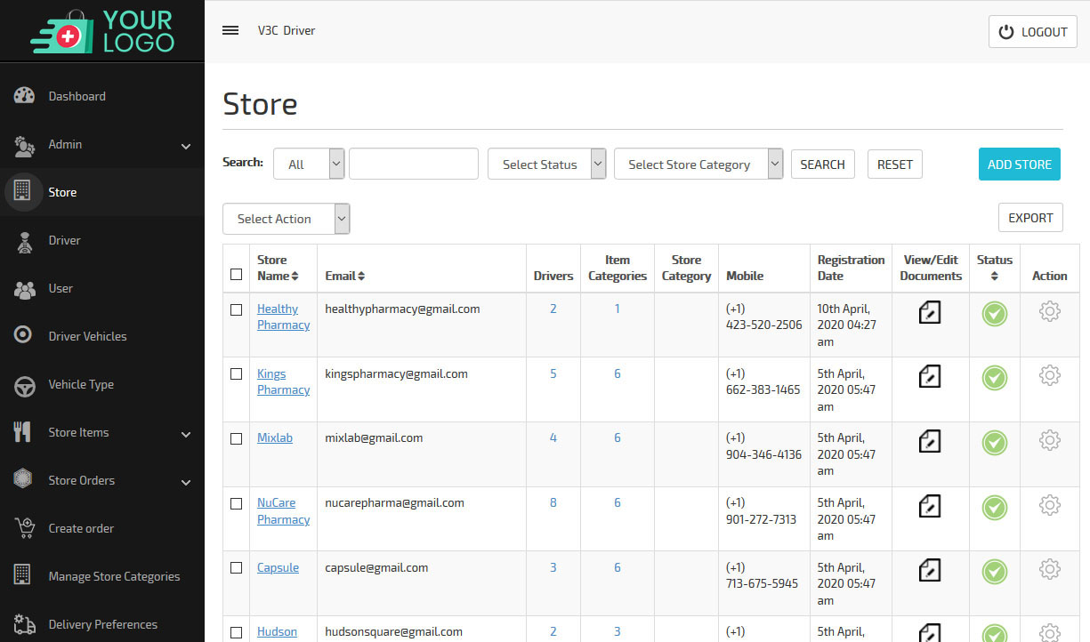 manage store dashboard