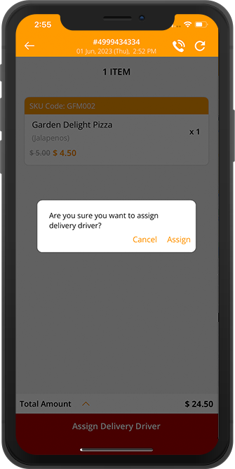 delivery driver assignment confirmation