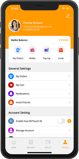 user app menu