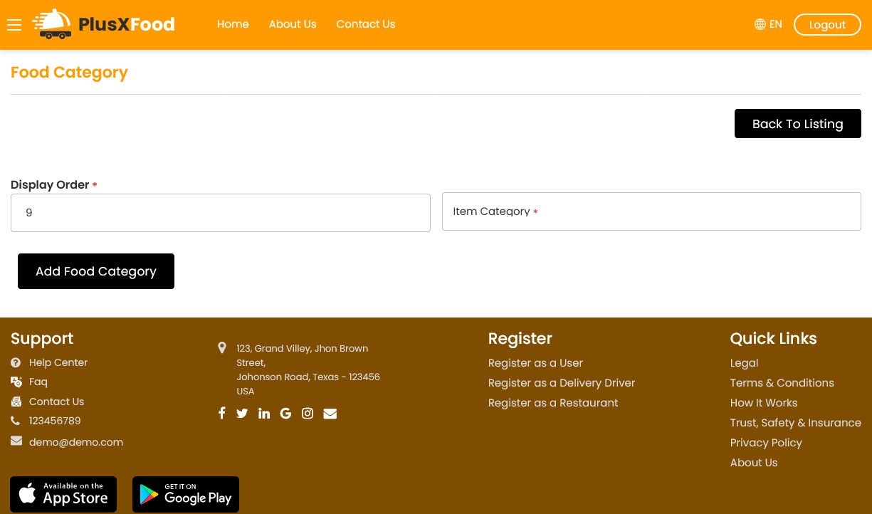 Add Food Category