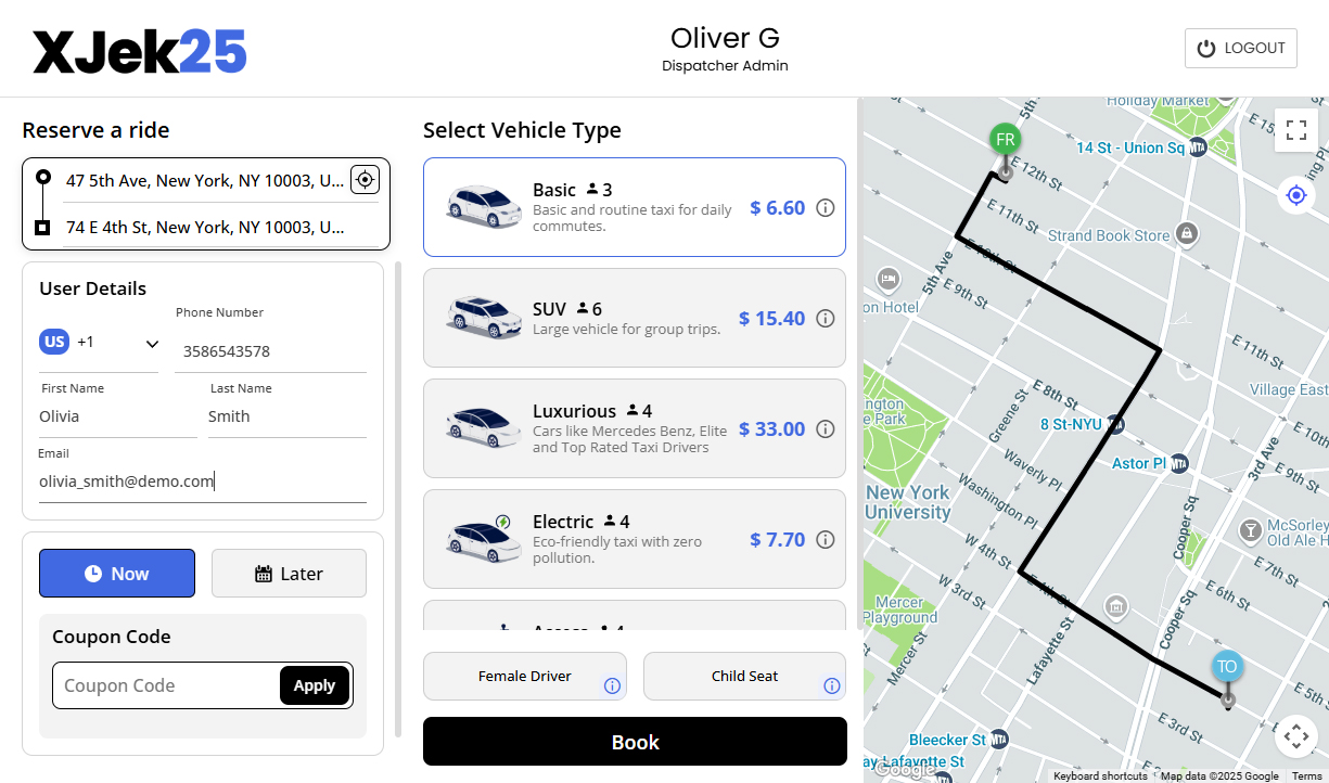 Manual Taxi Booking