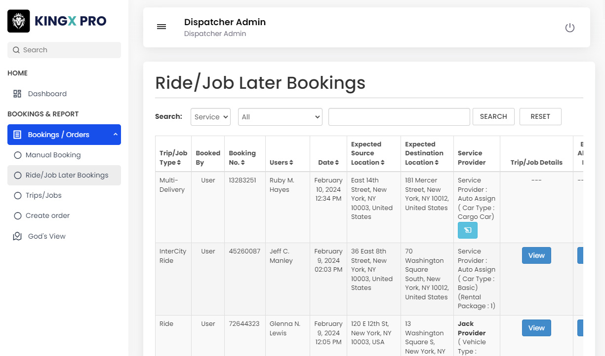 Ride/Job Later Booking