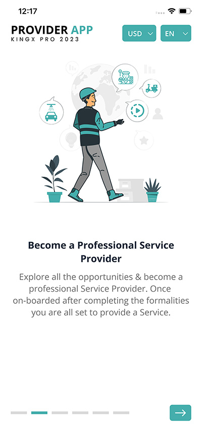 Service Provider Introduction screen