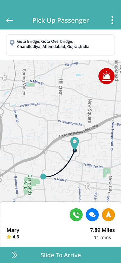 Service Provider location track function screen