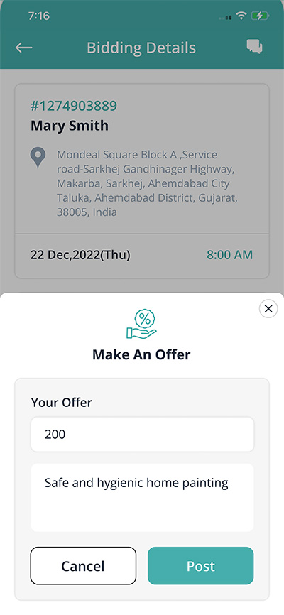 Offer Service Bid