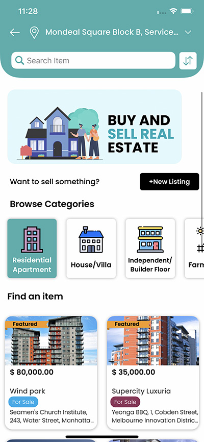 Real Estate Listing Screen