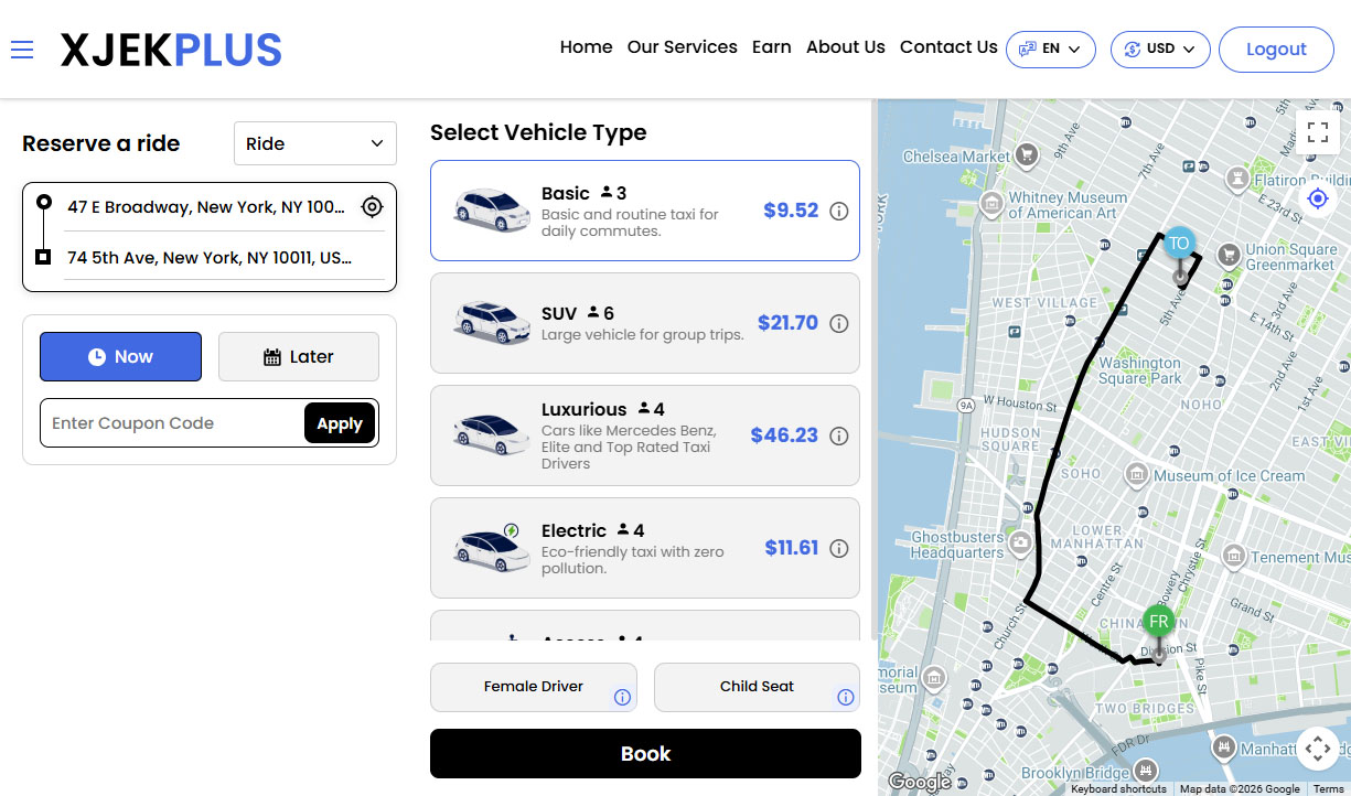 Taxi Booking from Website