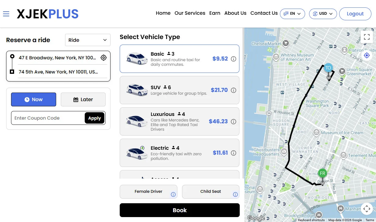Taxi Booking from Website