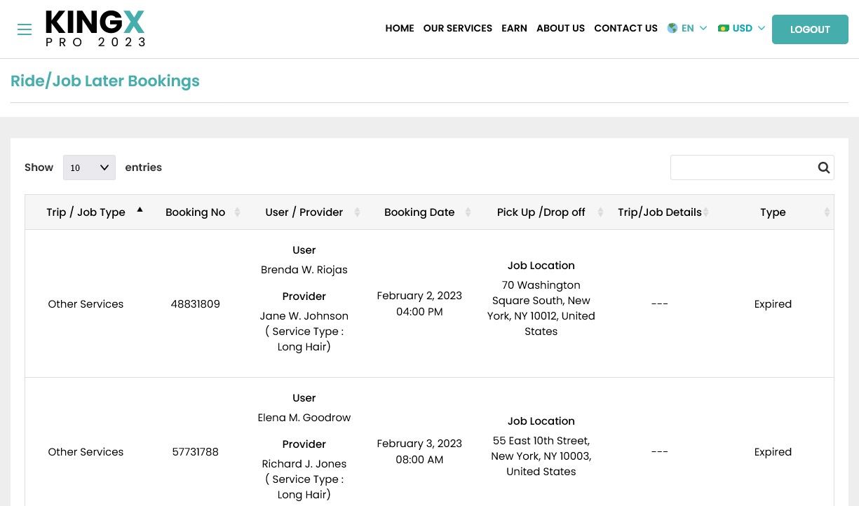 Ride/Job Later Bookings