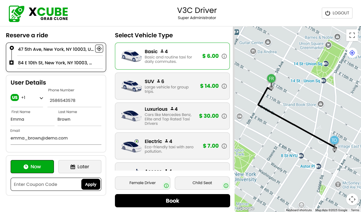 Taxi - Manual Booking