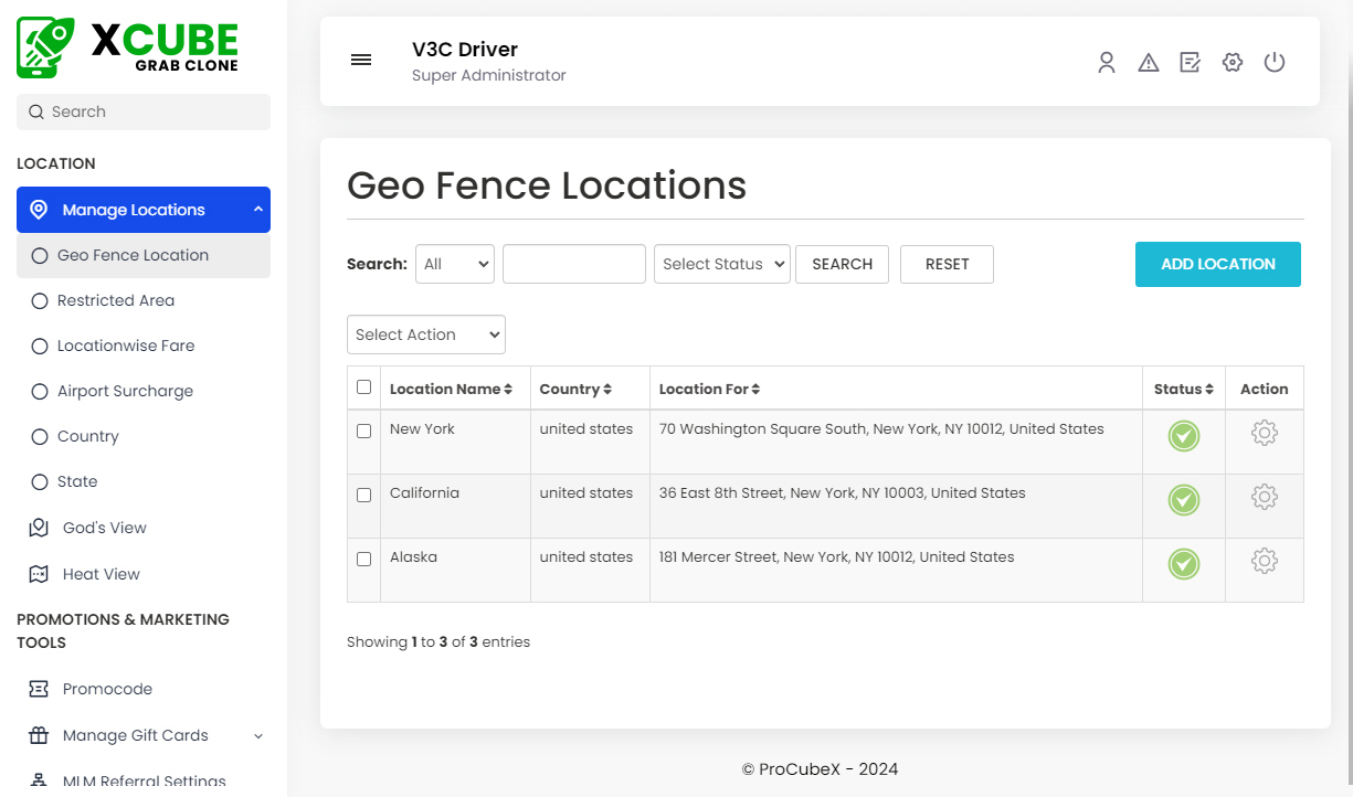 Manage Geo Fence Locations