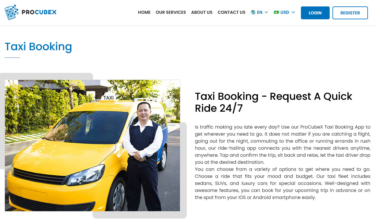 Book a Taxi by panel