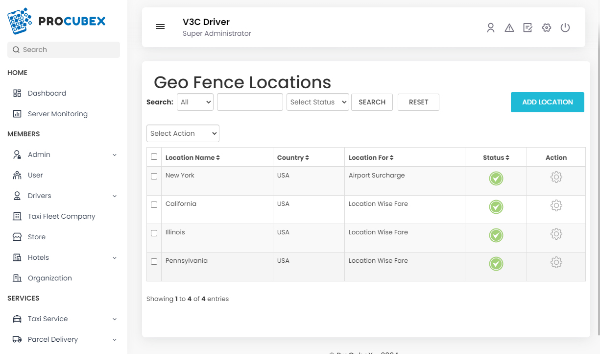 Geo Fence Locations