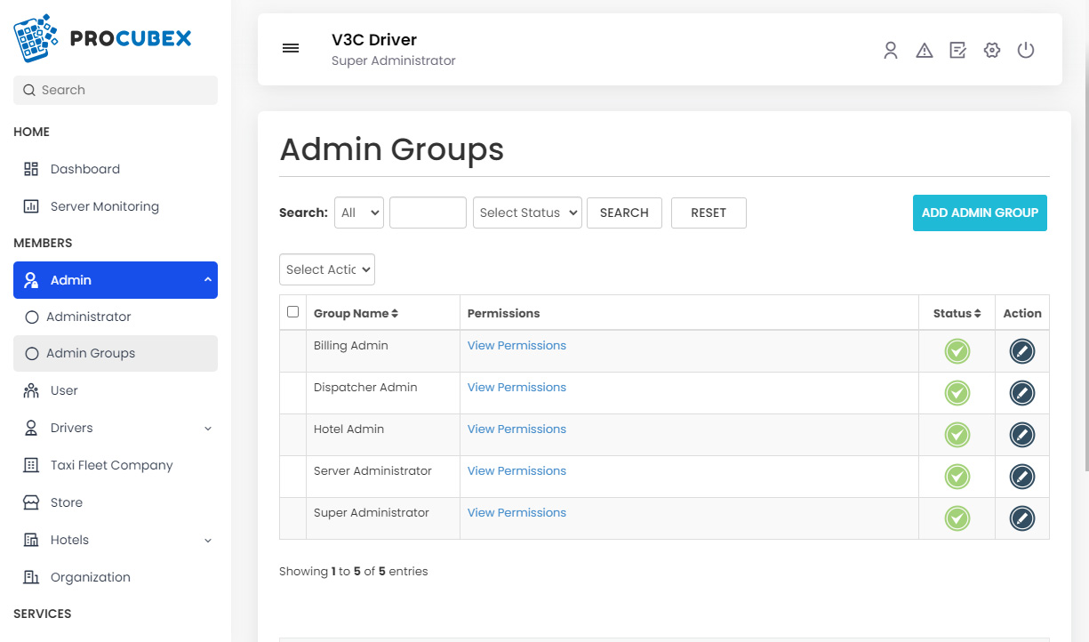 Admin Groups Management