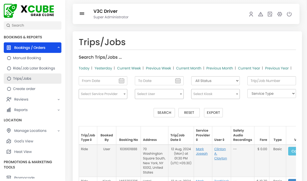 Trips/Jobs