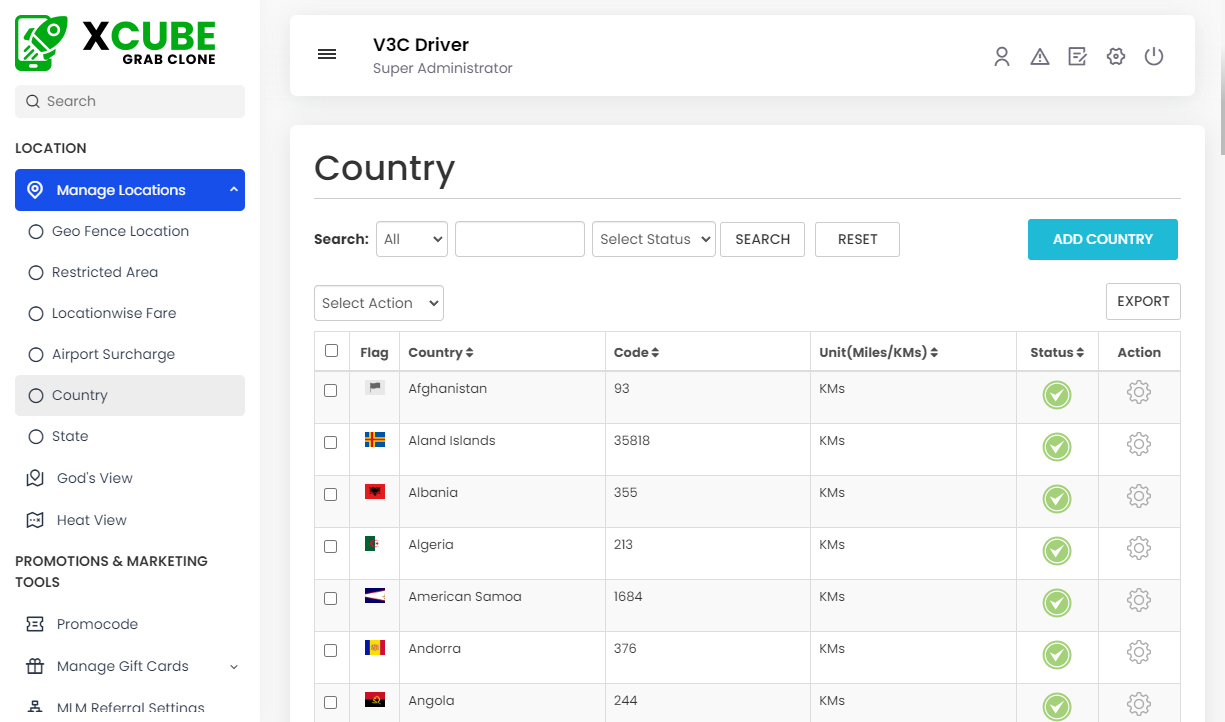 Manage Country