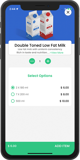 user add food item to basket